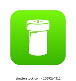 Salt shaker icon green vector isolated on white background