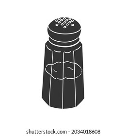 Salt Shaker Icon Silhouette Illustration. Sodium Cooking Pot Vector Graphic Pictogram Symbol Clip Art. Doodle Sketch Black Sign.