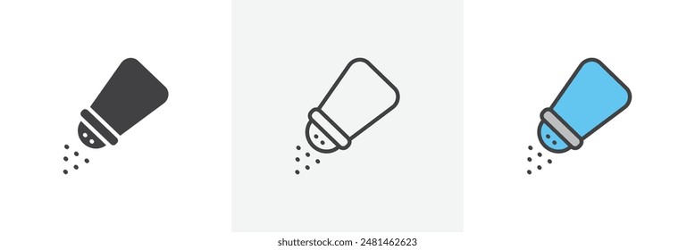 Salt shaker icon symbol collection on white background.