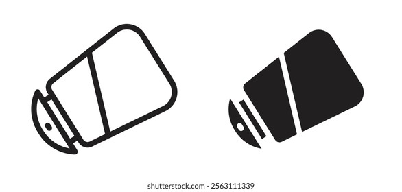 Salt shaker icons in black line and filled versions