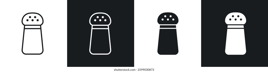 Salt shaker icons in flat and linear vector illustration on white background.
