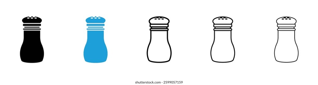 Salt shaker icons vector illustrations in black and blue colors for web and ui designs