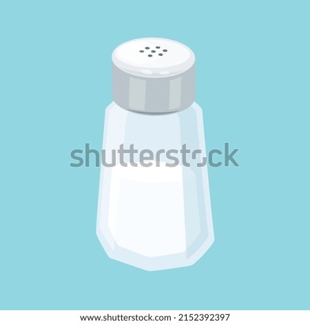 Salt shaker isolated on blue background. Vector