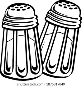 salt shaker line drawing vector, Salt and pepper shakers linear icon. Cooking spices. Thin line illustration. Contour symbols. Vector isolated outline drawing