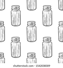 Salt shaker seamless pattern on white background. Сooking ingredient, food seasoning backdrop. Vector illustration