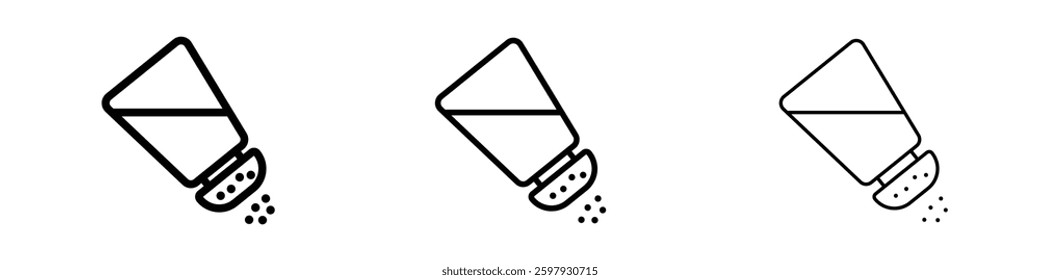 Salt shaker thin line vector icon set.