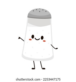 Salt shaker vector. Cute cartoon salt shaker couple with smiling faces. Kawaii characters drawing vector.