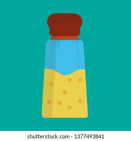 Salt shaker vector icon illustration food kitchen. Spice ingredient cooking glass bottle isolated. Pepper flavor powder grinder