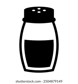 Salt shaker vector icon isolated on white background. Simple flat illustration of cooking kitchenware, black salt cellar pictogram.