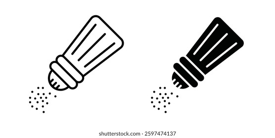 Salt shaker vector icon set black filled and outlined style.