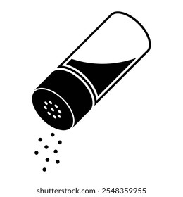 Ícone de vetor do agitador de sal. Símbolo de especiarias. Ilustração isolada em fundo branco.