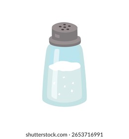 Vetor de agitador de sal isolado em fundo branco. Simples ilustração plana de salga de refeição, design de cozinha.