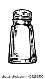 Salt shaker. Vintage vector engraving illustration for label, poster, web.