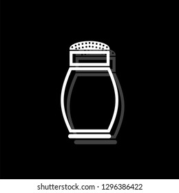 Salt Shaker. White flat simple icon with shadow