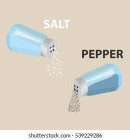 Salt shakers, pepper shakers icon, realistic Salt shakers, realistic pepper, salt. Flat design, vector.