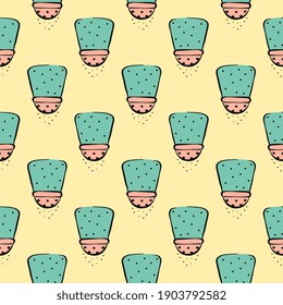 Salt shaker,seamless pattern on yellow background.