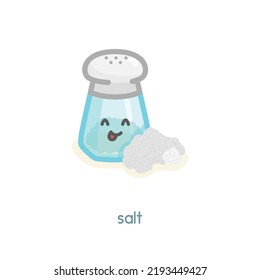 Salt In Small Glass Container Kawaii Doodle Flat Cartoon Vector Illustration