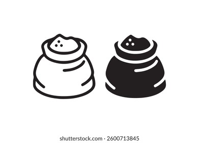 Salt or spice bag icon in black and white Vector