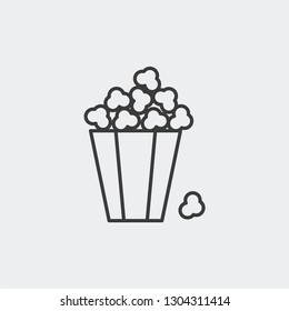 Salt, sweet popcorn, corn, fast food for web modern clear flat outline vector icon