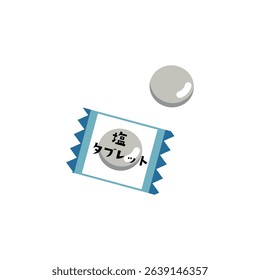 Salt tablet candy salt supplement heat stroke prevention image illustration. It says "salt tablet" in Japanese.