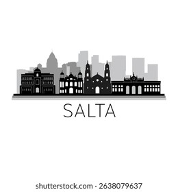Salta Argentina Skyline with Vector Cityscape Silhouette.