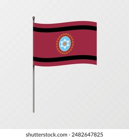 Salta region flag on flagpole. Vector illustration.