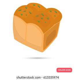 Salted bun with greens color flat icon for web and mobile design