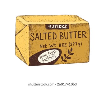 Salted butter in wrapping vector