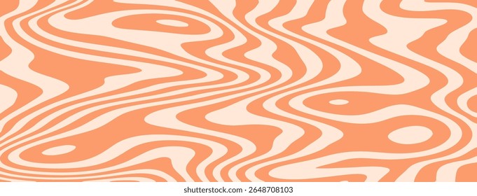Fundo de caramelo salgado. Vetor abstrato groovy hippy psicodélico y2k bg. Trippy colorido torcido simples geométrico abstrato mármore. Textura funky de verão amarelo alaranjado. Redemoinho redemoinho sorvete padrão