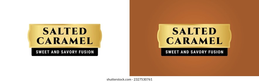 Salted caramel label or Salted caramel flavor label vector isolated in flat style. Salted caramel label for product packaging design element. Salted caramel Flavor Label for packaging design element.