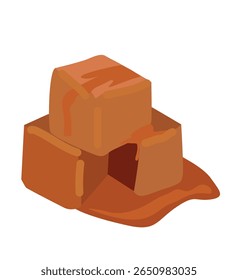 caramelo salgado. Derretido apetitoso cubos de caramelo. 