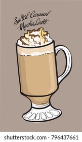 salted caramel mocha latte vector