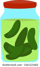 Salted cucumber, illustration, vector on white background.