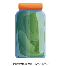 Salted cucumbers jar icon. Cartoon of salted cucumbers jar vector icon for web design isolated on white background