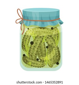 Salted cucumbers. Vector illustration on white background.