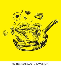 SALTED EGG CHICKEN VECTOR ART ILLUSTRATION