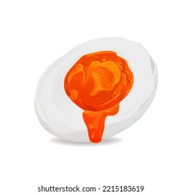 salted egg with egg yolk melt from center  salted egg yolk dripping, vector illustration and design.on white background. Vector eps 10.