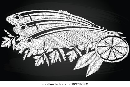 Salted fish, lemon on the chalkboard background