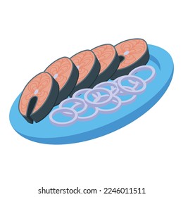 Salted herring icon isometric vector. Ocean fish. Marine salmon