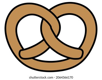 Salted Pretzel - baked product - vector full color illustration for logo or badge. Brezel - Traditional German meal salt pastry snack colored element for pictogram or icon.