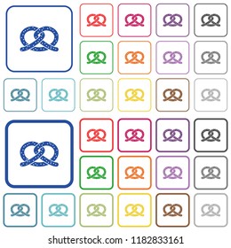 Salted pretzel color flat icons in rounded square frames. Thin and thick versions included.