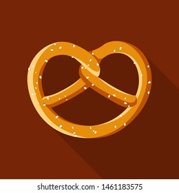 Salted pretzel flat design icon