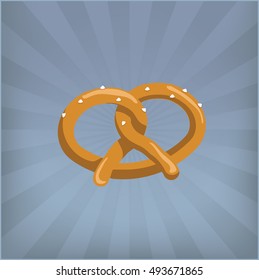 Salted pretzel in Shine style background