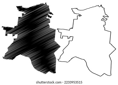 Saltillo municipality (Free and Sovereign State of Coahuila de Zaragoza, Mexico, United Mexican States) map vector illustration, scribble sketch Saltillo map