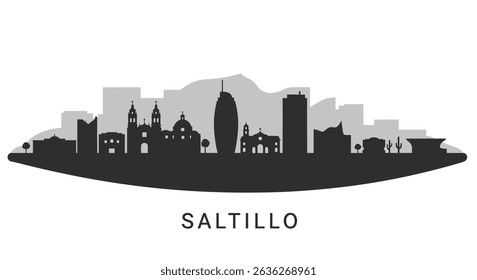 Saltillo Skyline Silhouette with Mexico, and Urban Landscape.
