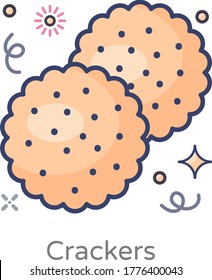 Saltine crackers icon design, flat vector 