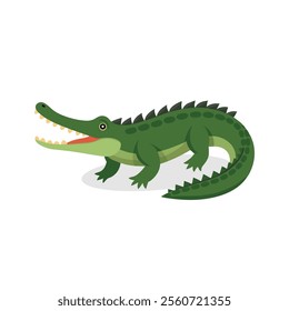 Saltwater Crocodile animal isolated flat vector illustration on white background