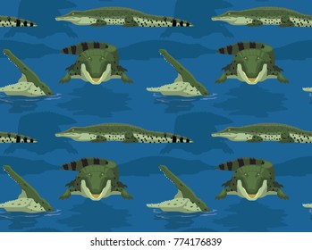 Saltwater Crocodile Cartoon Seamless Wallpaper