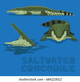 Saltwater Crocodile Cartoon Vector Illustration