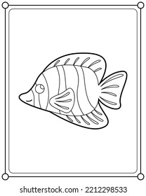 Saltwater fish suitable for children's coloring page vector illustration